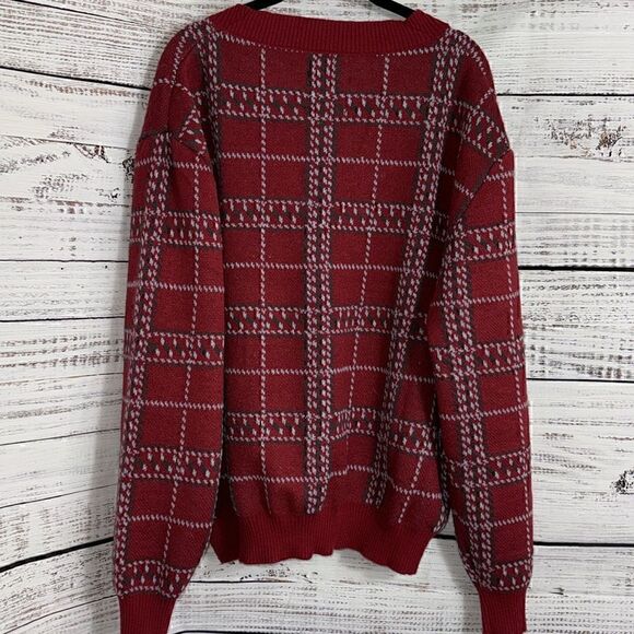 RSQ cardigan Mens Size Large plaid knit button up Academia V Neck Sweater New - Picture 5 of 12